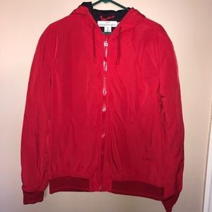H&M L.O.G.G Red Black Lightweight Hooded Jacket Large